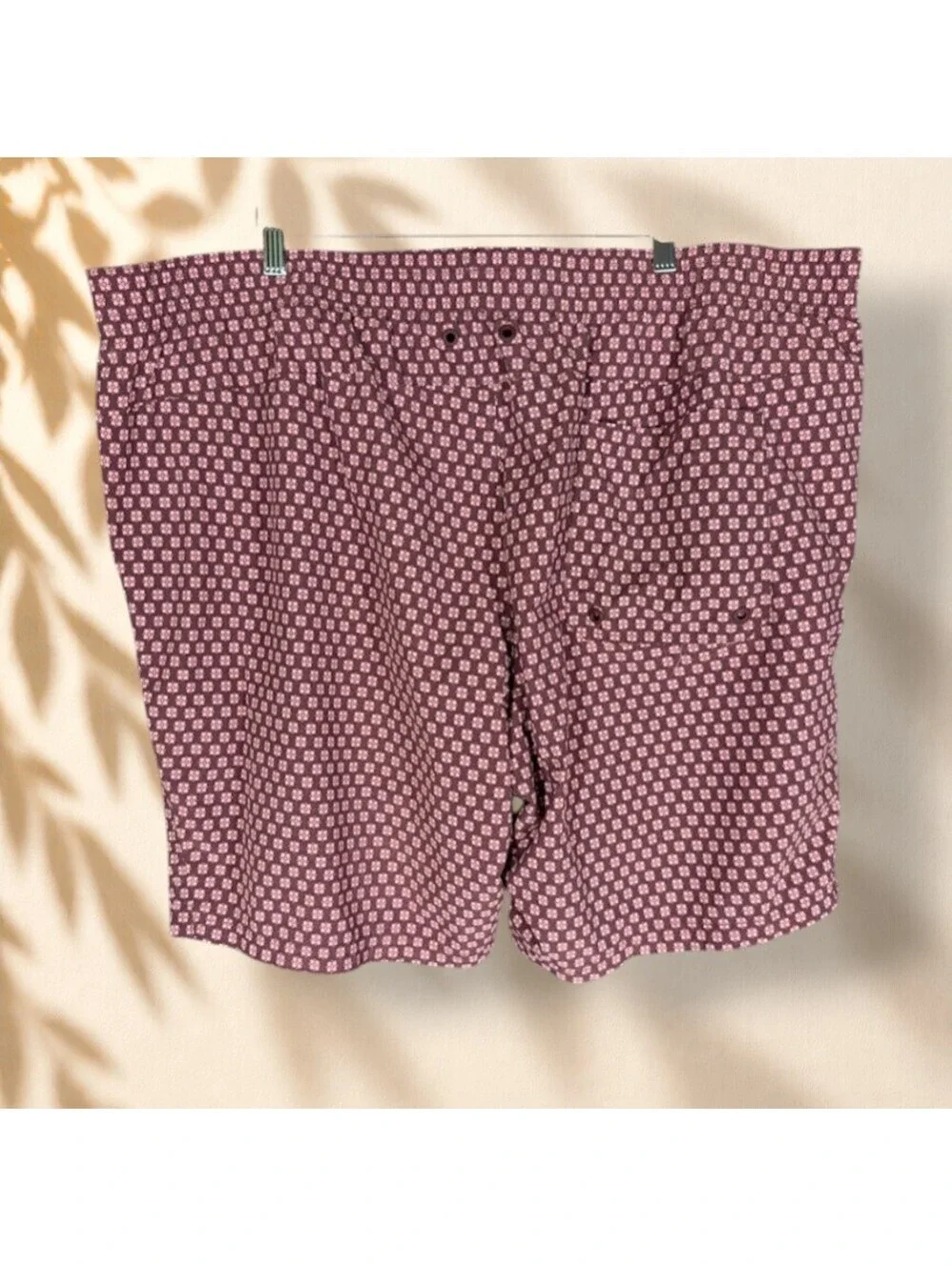 Lands' End Swim Shorts Trunks Men 2XL Purple Floral Drawstring Pockets Beach